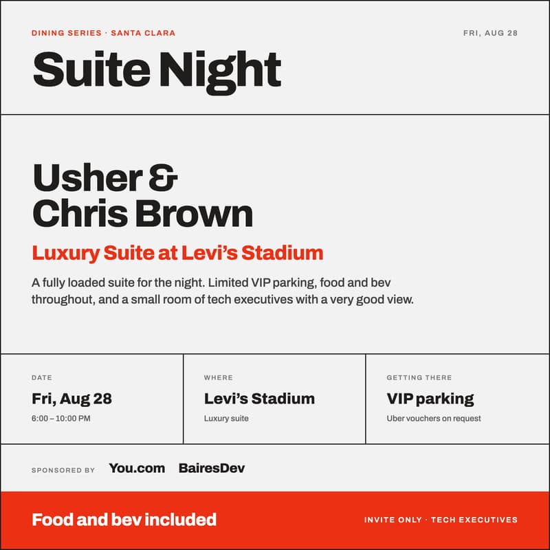 Cover Image for Tech Executives Meetup: Usher & Chris Brown Live @ Private Suite at Levi Stadium
