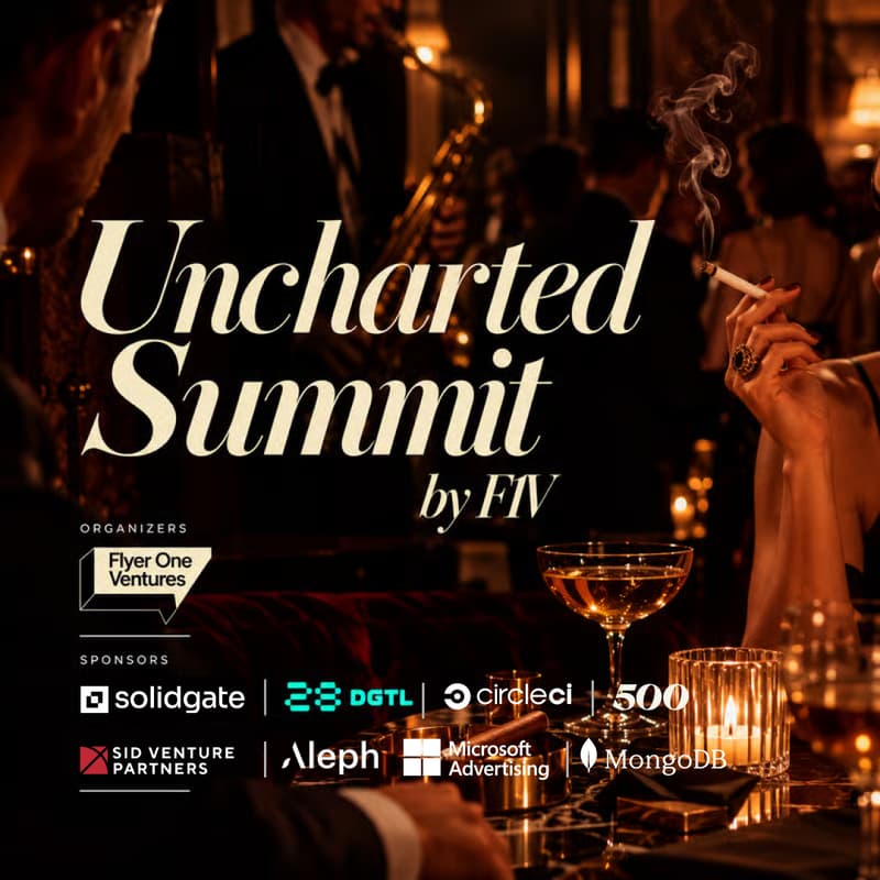 Cover Image for Uncharted Jazzy Summit by F1V, Solidgate, SID Fund, 28digital, Aleph Microsoft Advertising, 500 Global, MongoDB, circleCI