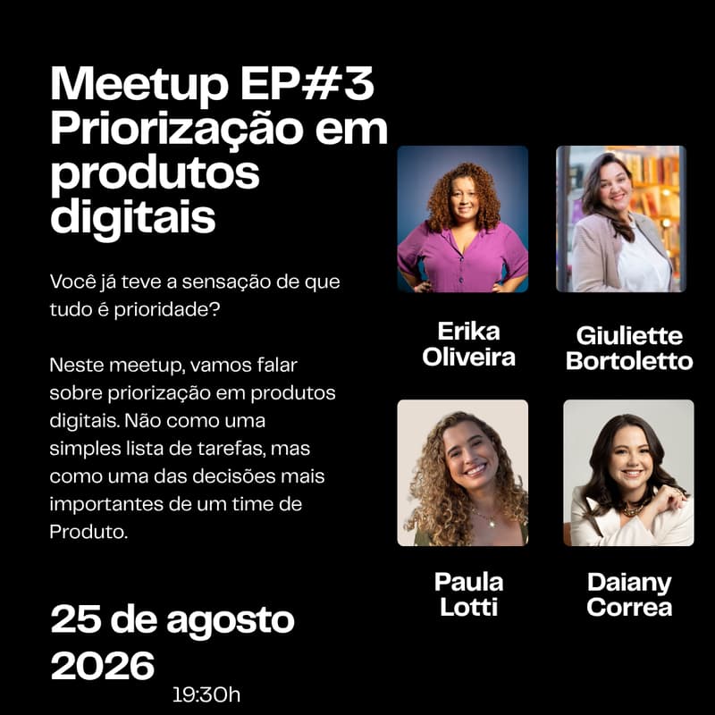 Cover Image for Meetup EP#3 - Priorização em Produtos Digitais. Como decidir o que realmente importa?