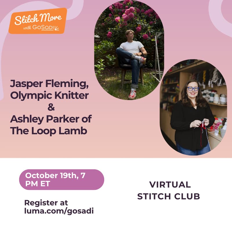 Cover Image for Stitch More Stitch Club with Jasper Fleming of the Olympic Knit Club and Ashley of the Loopy Lamb
