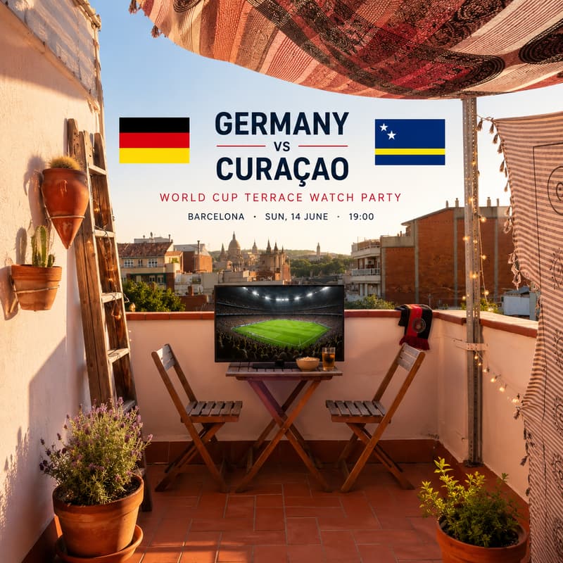 Cover Image for GER - CUR ⚽ 🏆 World Cup Watch Party on my Terrace with 6 Guests