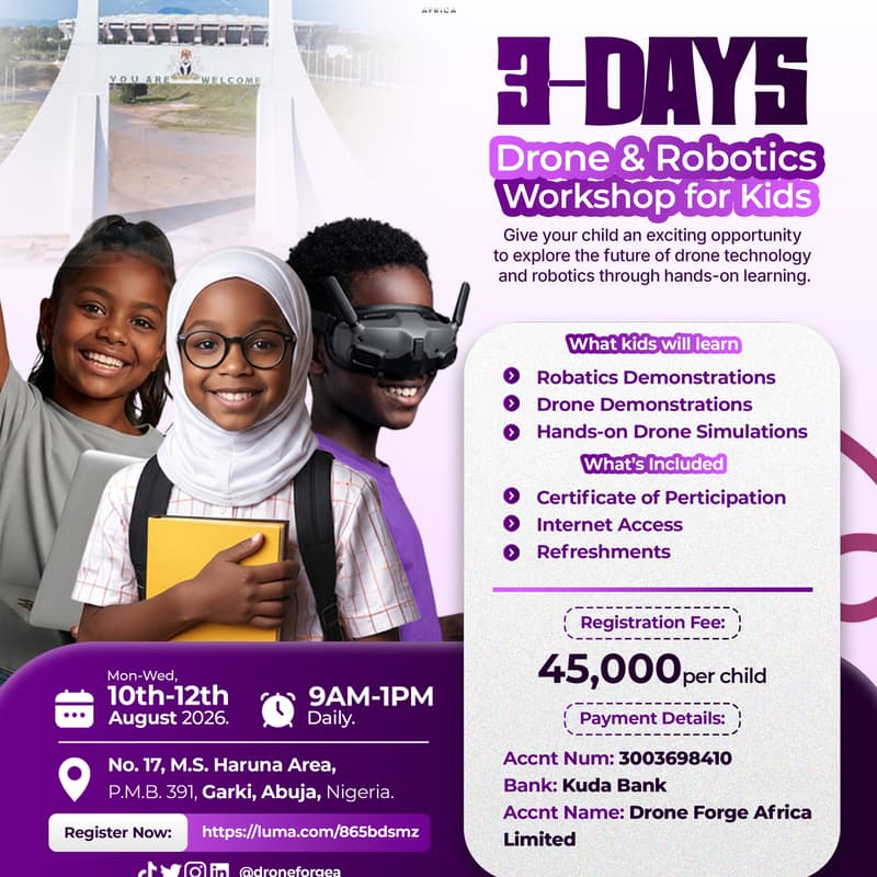 Cover Image for Drone and AI Workshop for kids Abuja