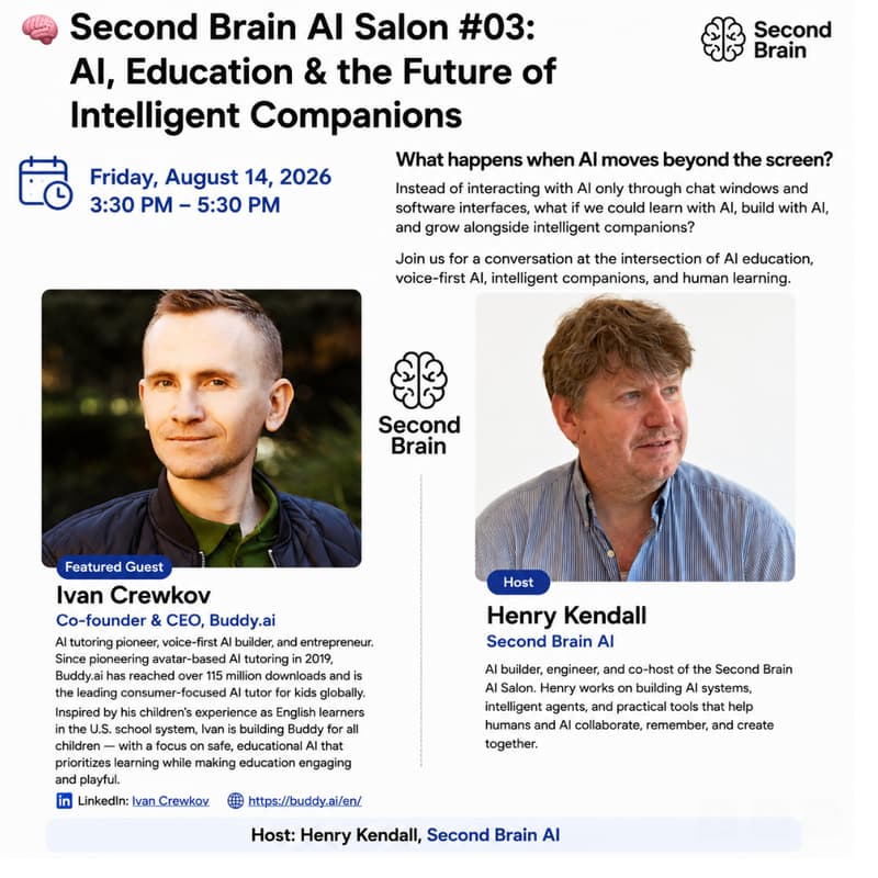Cover Image for Second Brain AI Salon #03 — AI, Education & the Future of Intelligent Companions