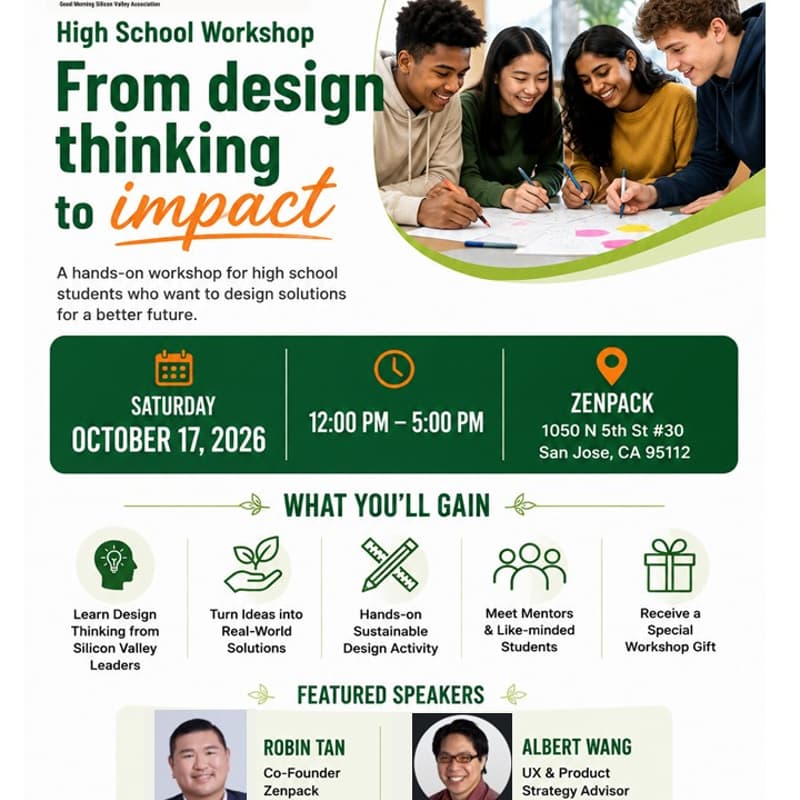 Cover Image for 2026 Good Morning Silicon Valley Association | Youth Innovators: From Design Thinking to Impact Workshop for High School Students