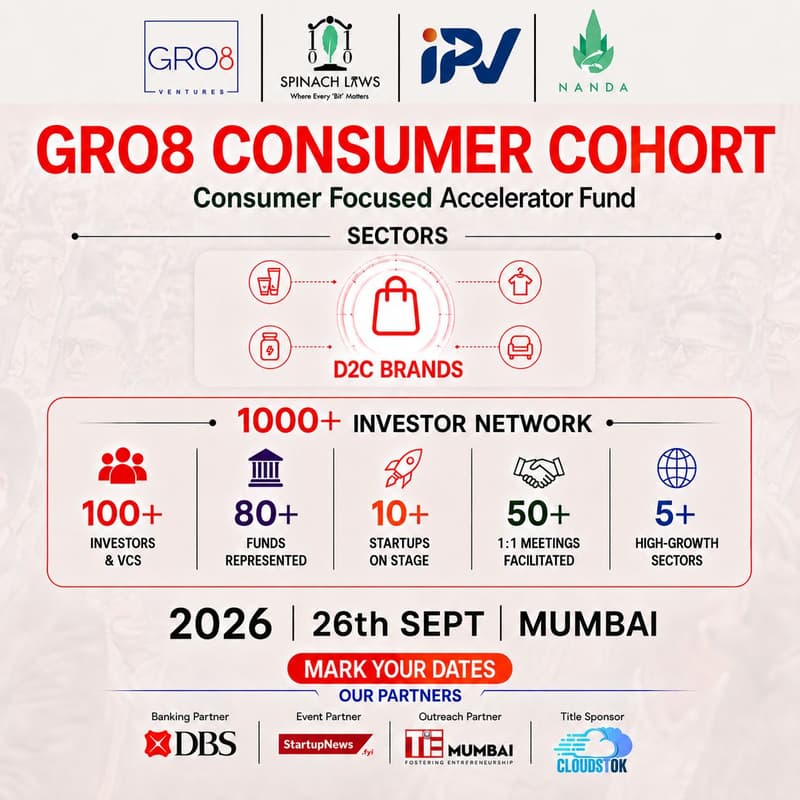 Cover Image for GRO8 Accelerator Fund | Consumer Cohort - Demo Day| 26th September,2026| Mumbai