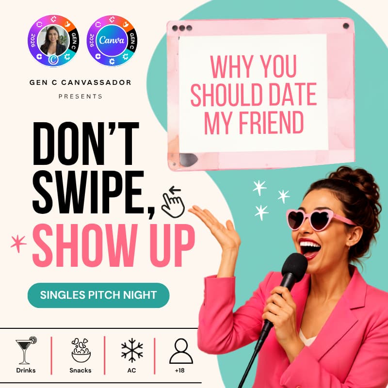 Cover Image for Don't Swipe, Show Up π β Canva Singles Pitch Night