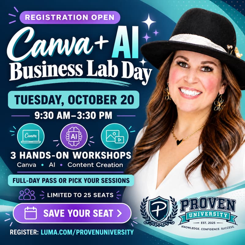Cover Image for Canva + AI Business Lab | All-Day Pass (Build It. Create It. Batch It.)