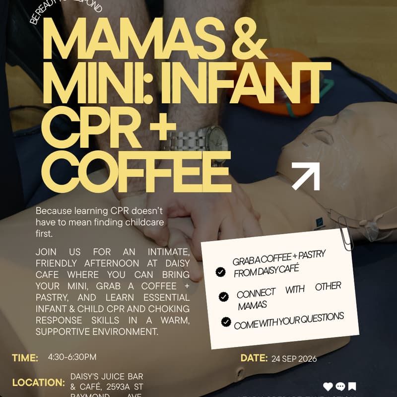 Cover Image for MAMAS & MINIS: Infant CPR + Coffee