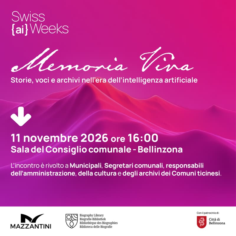 Cover Image for Swiss {ai} Weeks | Memoria Viva - Storie, voci e archivi nell'era dell'intelligenza artificiale