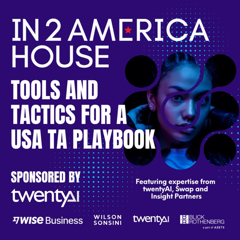 Cover Image for In2America House - Talent Acquisition Lunch: Tools and Tactics to create a USA Talent Acquisition playbook that works. Sponsored by twentyAI