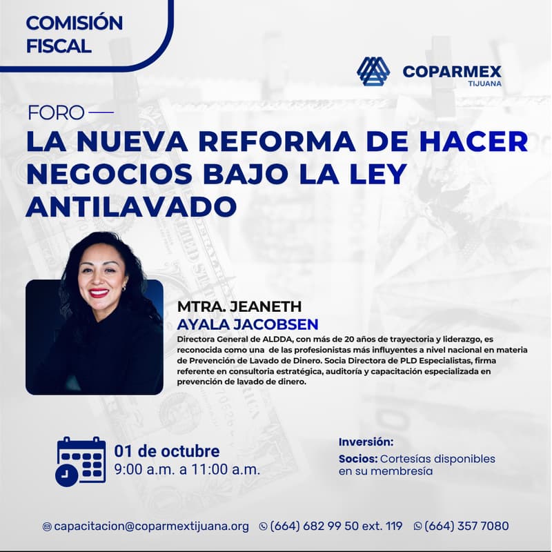 Cover Image for Foro-LA NUEVA REFORMA DE HACER NEGOCIOS BAJO LA LEY ANTILAVADO