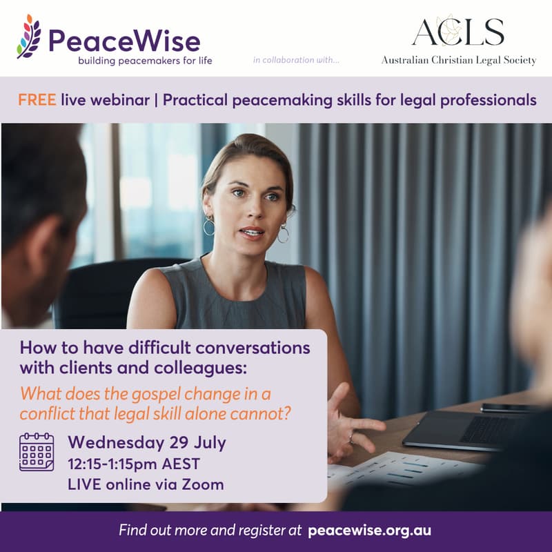 Cover Image for Save your spot! In-person gathering of PeaceWise x ACLS training on 'Difficult conversations with clients and colleagues' (FREE)