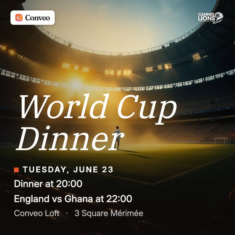 Cover Image for World Cup Dinner (England vs Ghana) - Cannes Lions - Private Chef