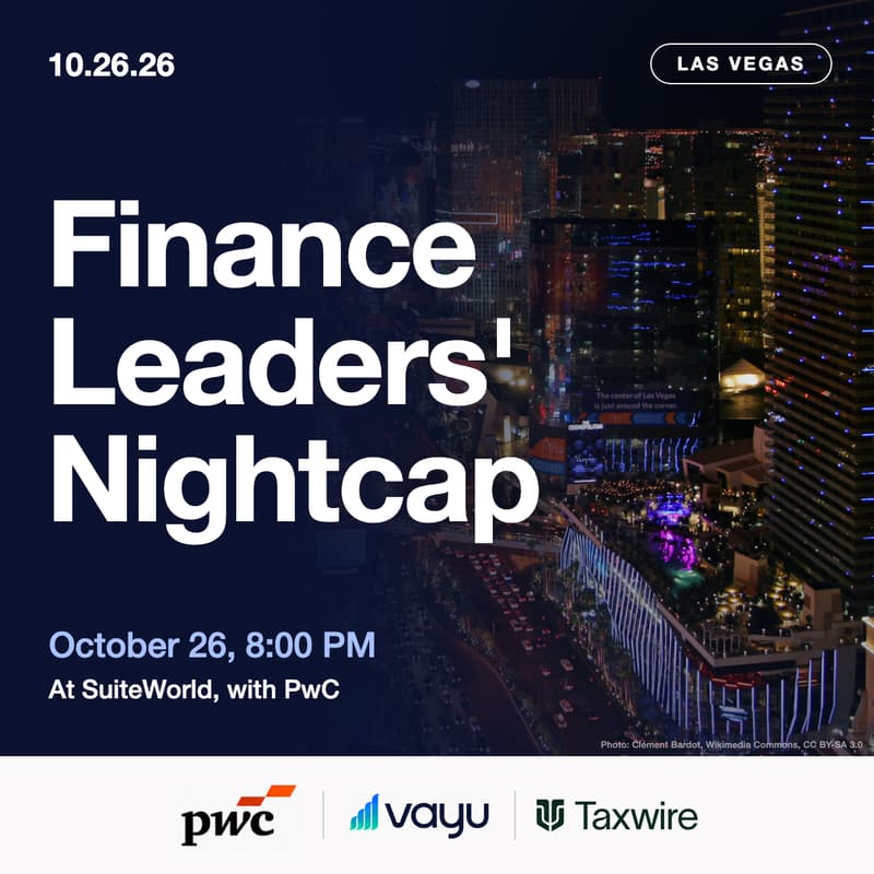Cover Image for SuiteWorld Finance Leaders' Nightcap w/ PwC, Vayu & Taxwire