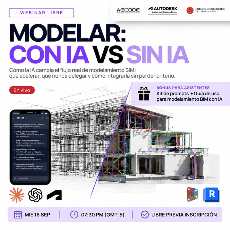 Cover Image for Modelar: con IA vs sin IA | Webinar libre de modelamiento BIM con inteligencia artificial