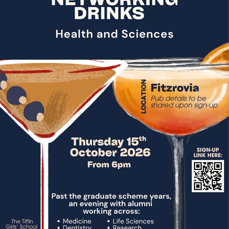 Cover Image for Tiffin Alumni Drinks · Healthcare and Sciences · Class of 2009-19
