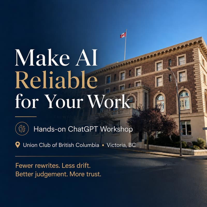 Cover Image for Make AI Reliable for Your Work — fewer rewrites, less drift, more trust.