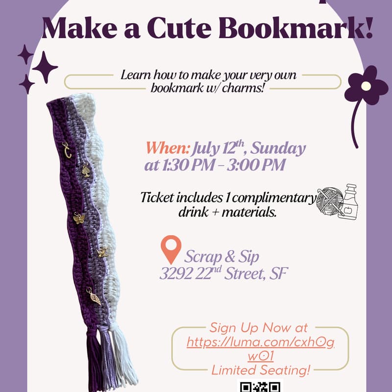Cover Image for Summer Reading Crochet Workshop: Craft Your Own Aesthetic Bookmark!