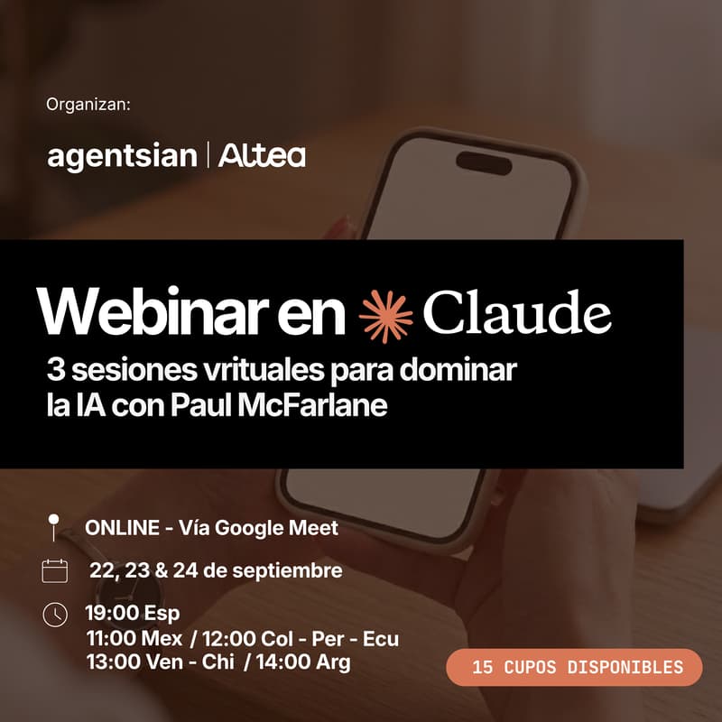 Cover Image for Bootcamp en Claude: 3 sesiones vrituales para dominar la IA con Paul McFarlane