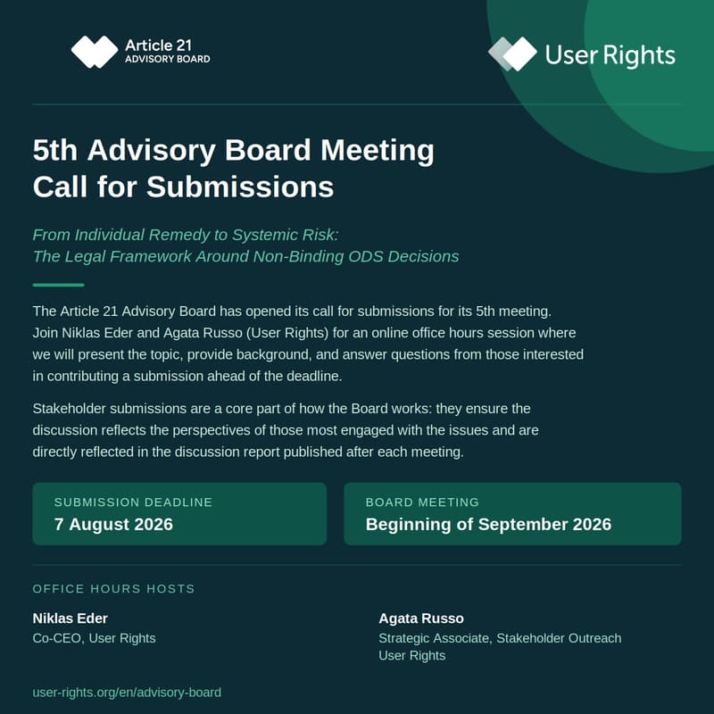 Cover Image for Article 21 Advisory Board Office Hours - Call for Submissions