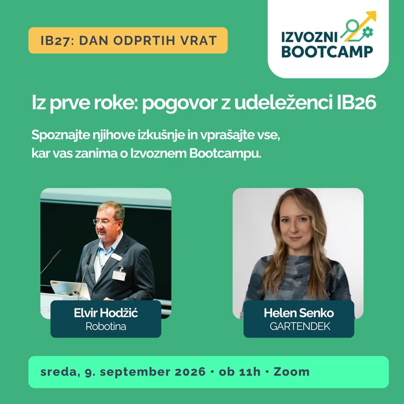 Cover Image for [IB27: DAN ODPRTIH VRAT] Izvozni Bootcamp iz prve roke | sreda, 9. septembra | ob 11h [Zoom]