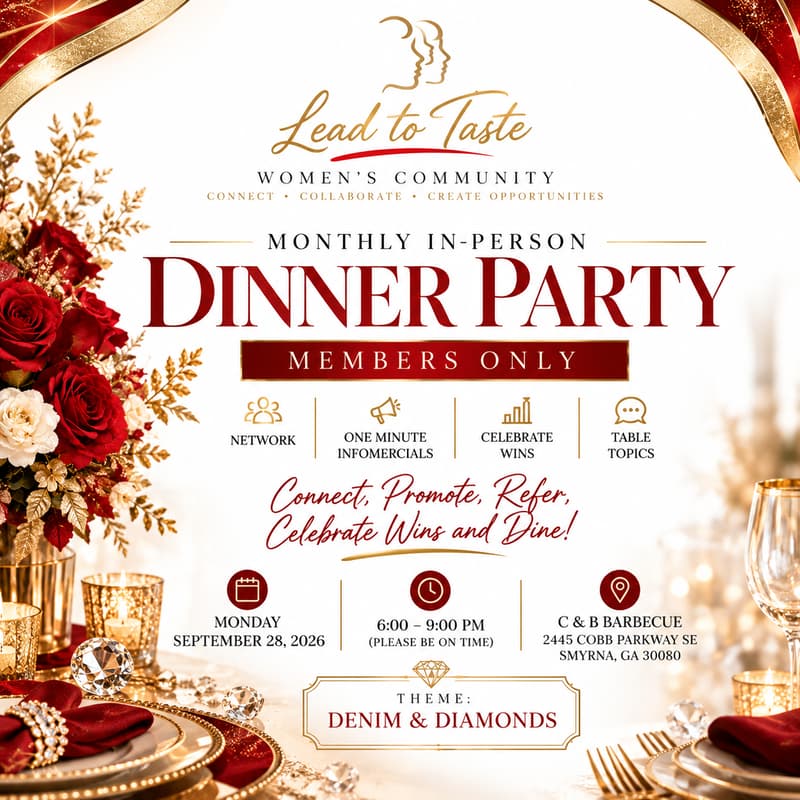 Cover Image for Lead to Taste Monthly In-Person Dinner Party | Members Only