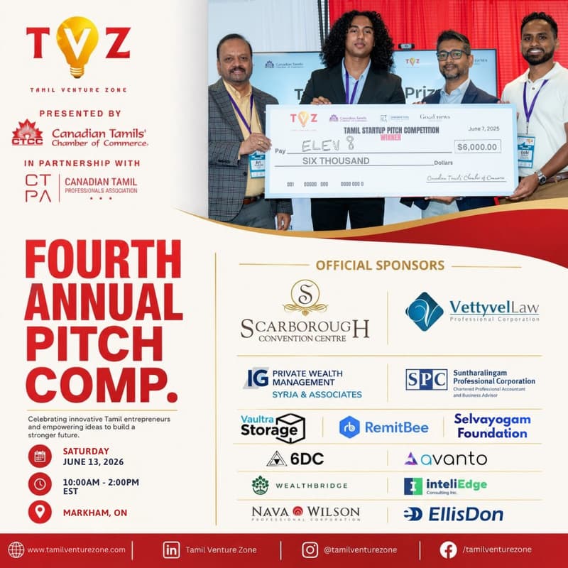 Cover Image for Tamil Venture Zone's 4th Annual Pitch Competition