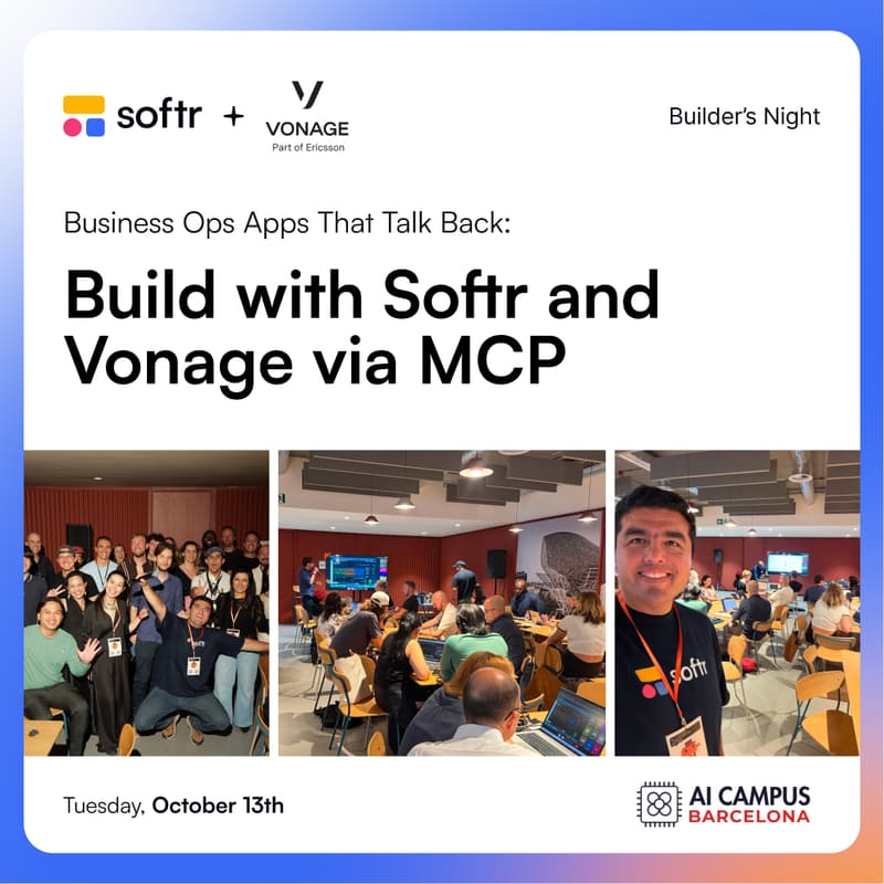 Cover Image for Business Ops Apps That Talk Back: Build with Softr x Vonage