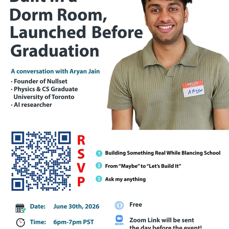 Cover Image for Build in a Dorm Room, Launched Before Graduation.