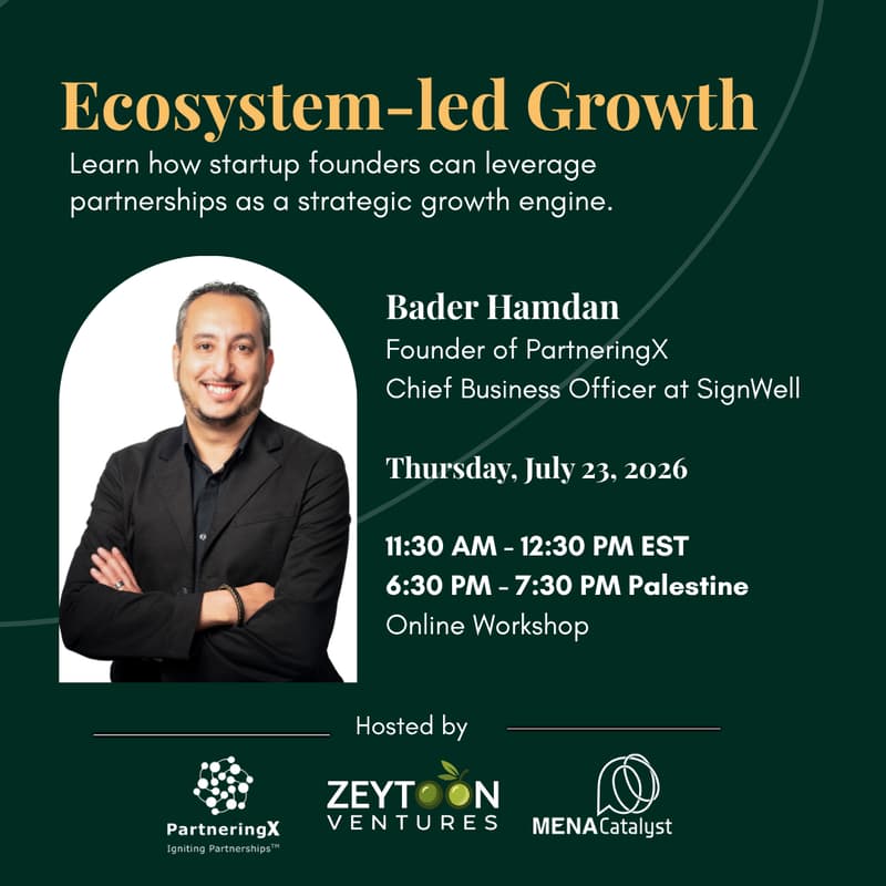 Cover Image for Using Partnerships to Grow Your Startup, Workshop by Bader Hamdan