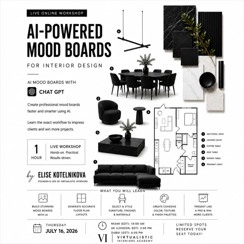 Cover Image for AI-Powered Mood Boards for Interior Design | Live Workshop
