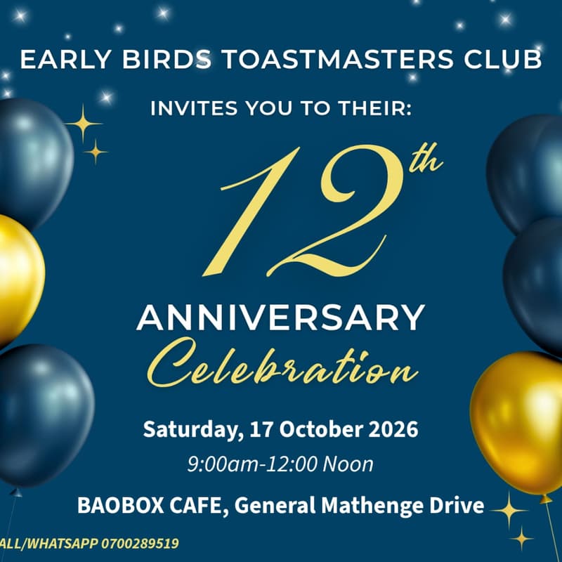 Cover Image for Early Birds Toastmasters Club 12th Anniversary