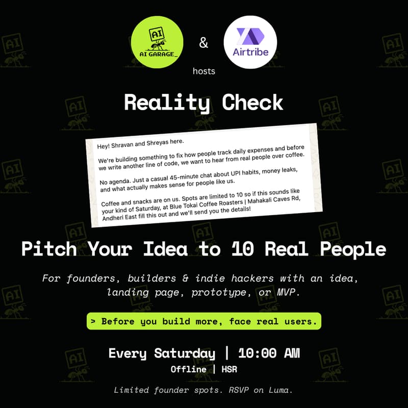 Cover Image for Reality Check: Pitch Your Idea to 10 Real People