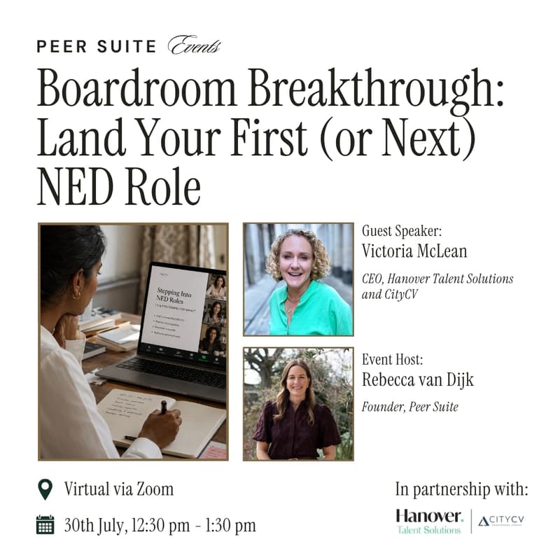 Cover Image for Peer Suite | Boardroom Breakthrough: Land Your First (or Next) NED Role
