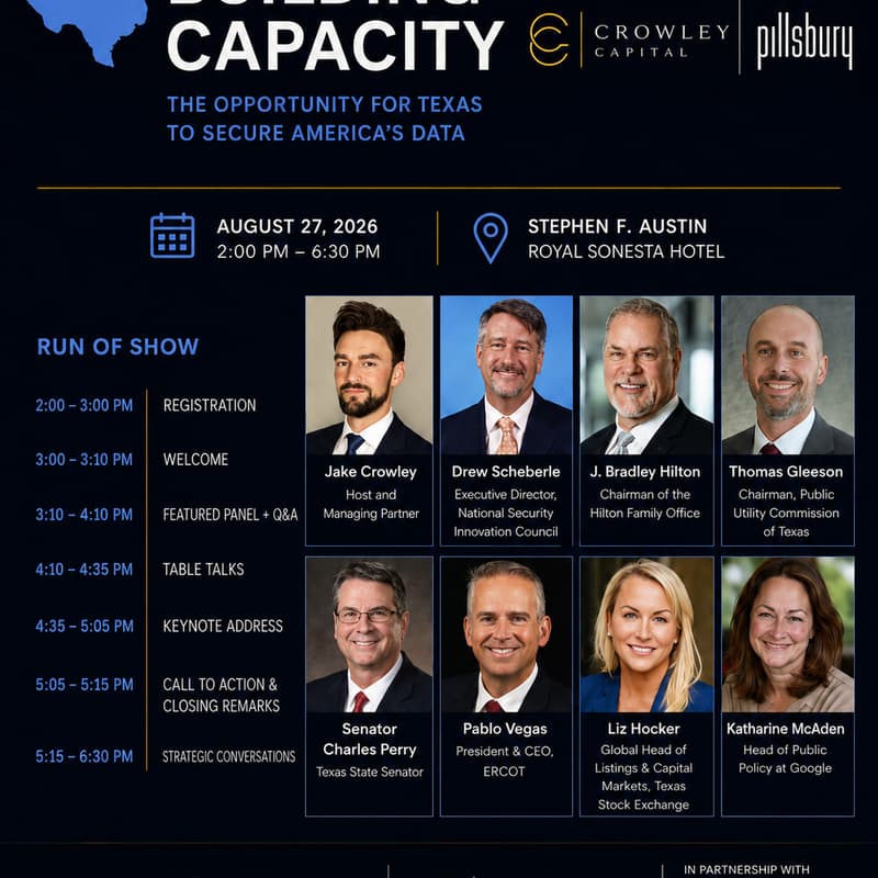 Cover Image for Building Capacity: The Opportunity for Texas to Secure America's Data — Evening Forum