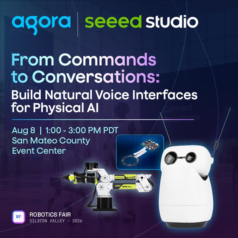 Cover Image for Agora × Seeed Studio Physical AI Workshop: Build, customize, and deploy an AI agent using Agora Convo AI to Seeed Studio reSpeaker Flex