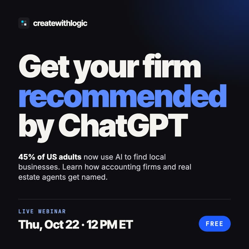 Cover Image for How to get your firm recommended by ChatGPT: free webinar for accounting firms and real estate agents