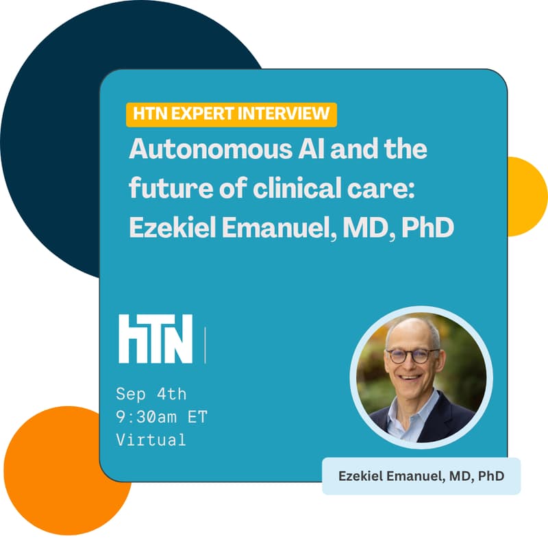 Cover Image for Autonomous AI and the future of clinical care: an expert interview with Ezekiel Emanuel, MD, PhD
