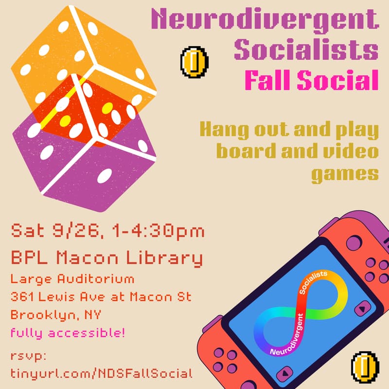 Cover Image for POSTPONED: Neurodivergent Socialists Fall Social