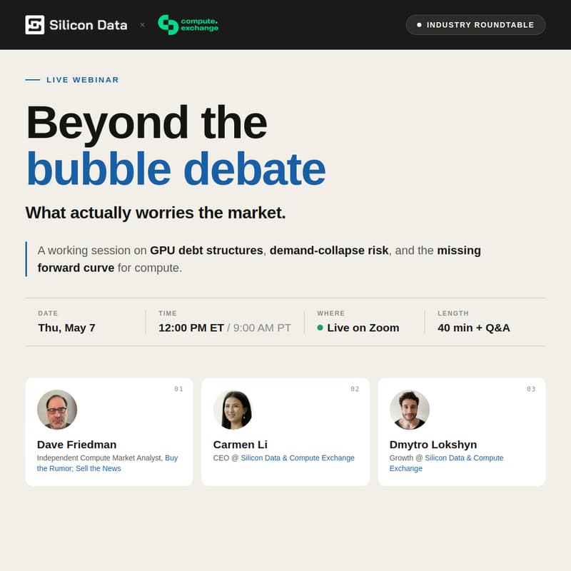 Cover Image for Beyond the Bubble Debate: What Actually Worries the Compute Market