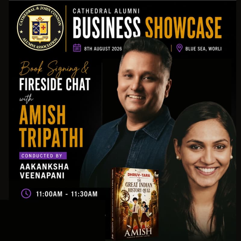 Cover Image for Book Signing & Fireside Chat with Amish Tripathi conducted by Aakanksha Veenapani | Cathedral Alumni Business Showcase 2026