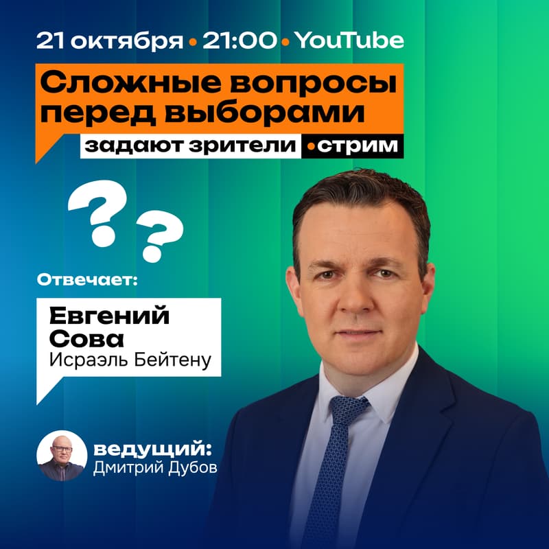 Cover Image for Сложные вопросы перед выборами. Отвечает Евгений Сова из Исраэль Бейтену