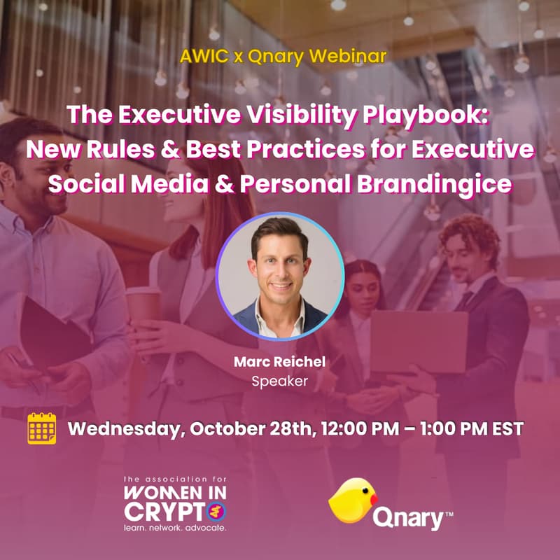 Cover Image for AWIC x Qnary Webinar. The Executive Visibility Playbook: New Rules & Best Practices for Executive Social Media & Personal Branding