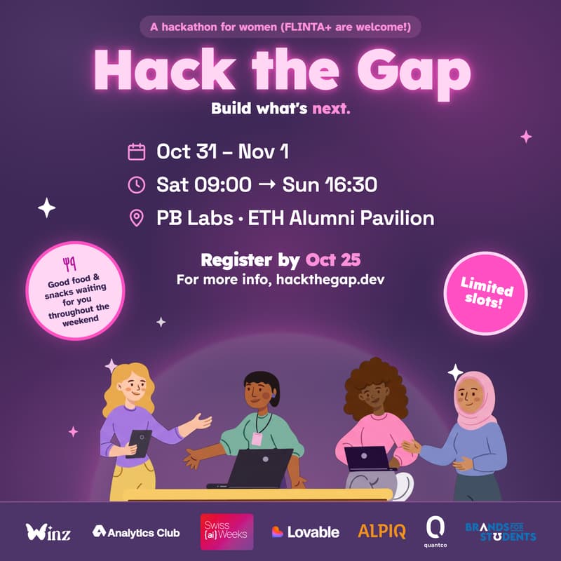 Cover Image for HackTheGap Hackathon by WINZ and the Analytics Club at ETH