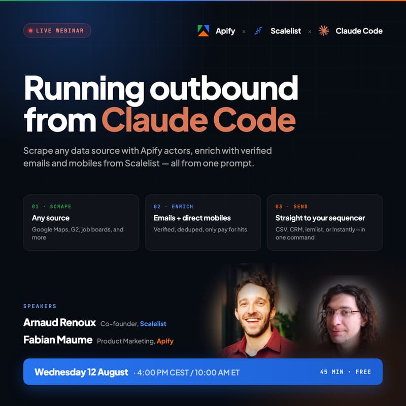 Cover Image for Apify × Scalelist × Claude Code: Running Outbound From Claude Code