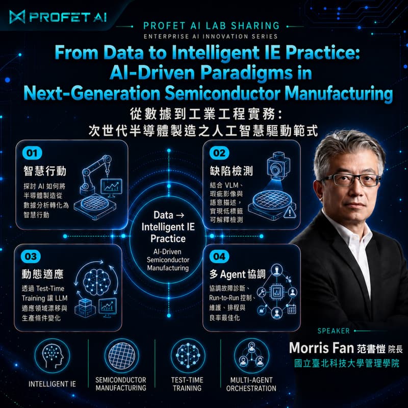 Cover Image for From Data to Intelligent IE Practice: AI-Driven Paradigms in Next-Generation Semiconductor Manufacturing從數據到工業工程實務: 次世代半導體製造之人工智慧驅動範式