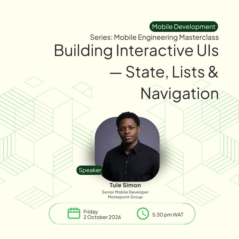 Cover Image for Building Interactive UIs — State, Lists & Navigation | Tule Simon