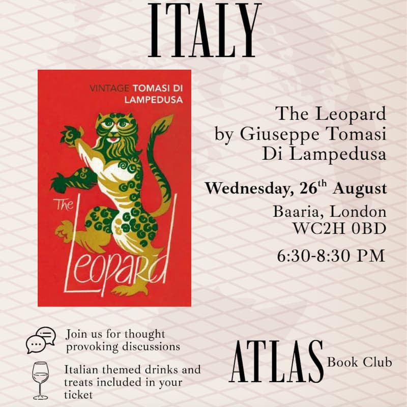 Cover Image for Atlas Book Club: An Evening in Italy - The Leopard by Giuseppe Tomasi Di Lampedusa