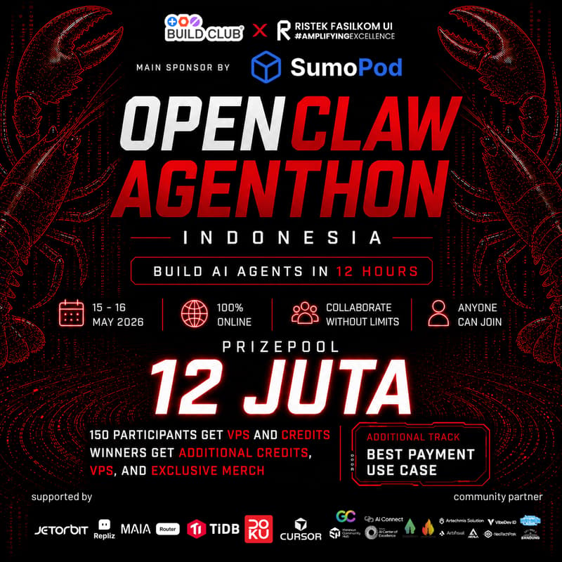 Cover Image for OpenClaw Agenthon Indonesia - Build AI Agents in 12 Hours