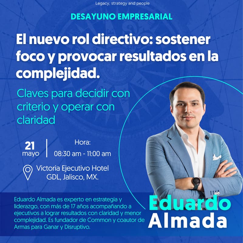 Cover Image for 3er Desayuno empresarial El nuevo rol directivo: sostener foco y provocar resultados en la complejidad.
